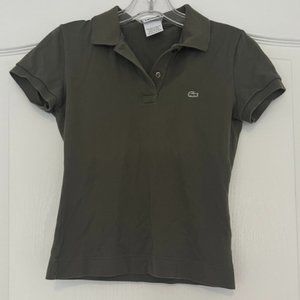 Green Lacoste Cropped Polo Top